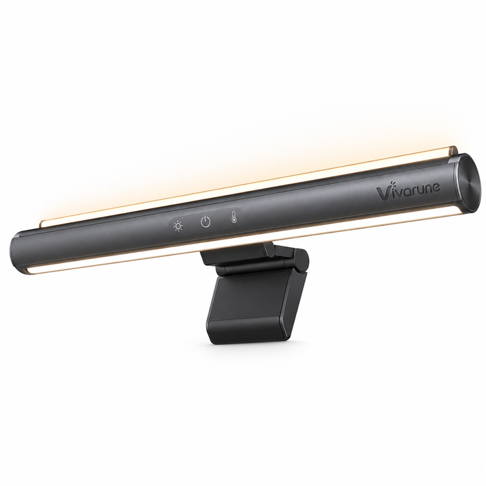 Vivarune™ HaloDesk Duo Dual-Sided Monitor Light Bar – Front Task Lighting + Rear Ambient Glow, Stepless Dimming, 2700K–6500K Color Temperature, Touch Control & Adjustable Angle