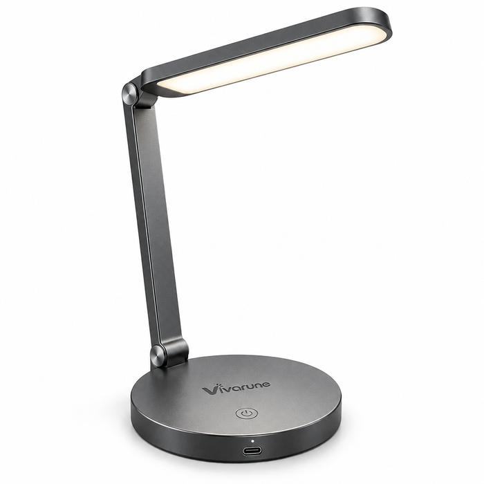 Vivarune™ ArcLite 180° Adjustable LED Desk Lamp – USB-C Powered Task Light with Touch Control, Adjustable Brightness & Flexible Folding Arm