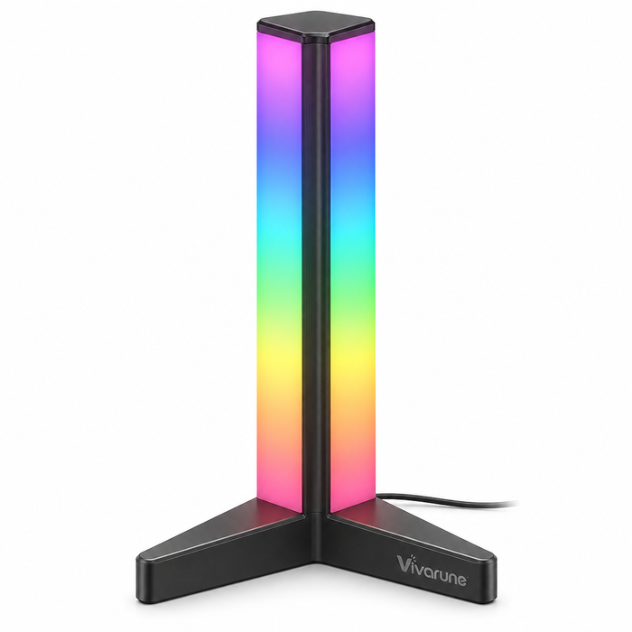 Vivarune™ PrismTower RGB Ambient Desk Light – 16 Million Colors, Multiple Lighting Modes, USB Powered Vertical Mood Lamp with Stable Tri-Base