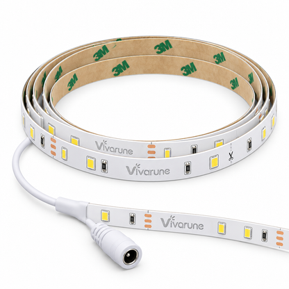 Vivarune™ FlexGlow Cuttable LED Light Strip – High-Brightness Flexible White Lighting with Strong Adhesive Backing for Desk, Shelf, Cabinet & Home Accent Lighting