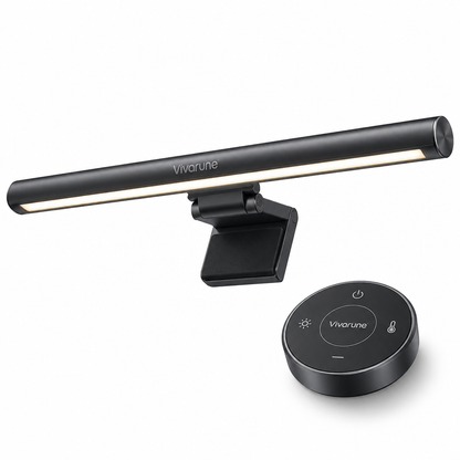 Vivarune™ CommandGlow Monitor Light Bar with Wireless Remote – Stepless Dimming, Adjustable Color Temperature, ±45° Tilt & Space-Saving Screen-Mounted Desk Light