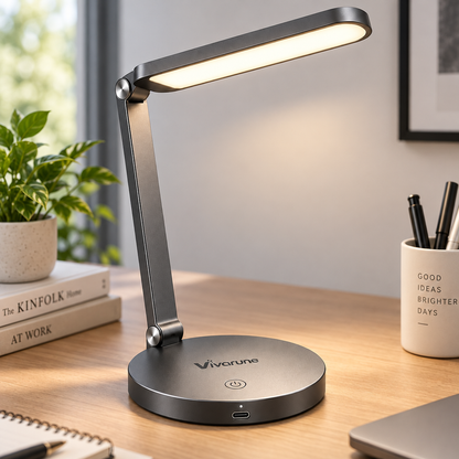 Vivarune™ ArcLite 180° Adjustable LED Desk Lamp – USB-C Powered Task Light with Touch Control, Adjustable Brightness & Flexible Folding Arm